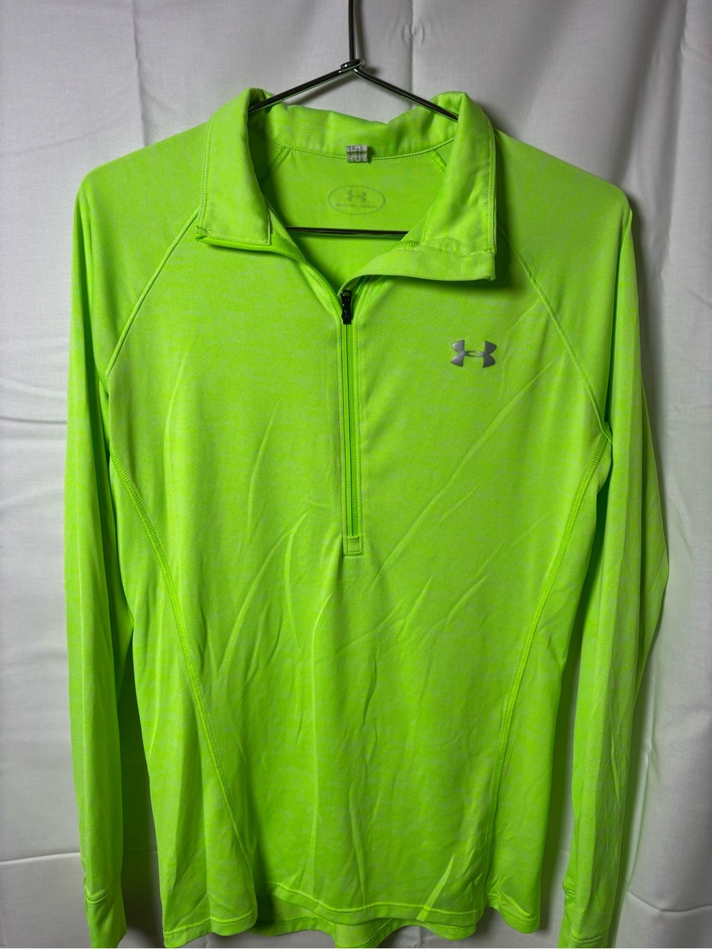 Under Armour Neon Lime Quarter-Zip Long Sleeve Top
